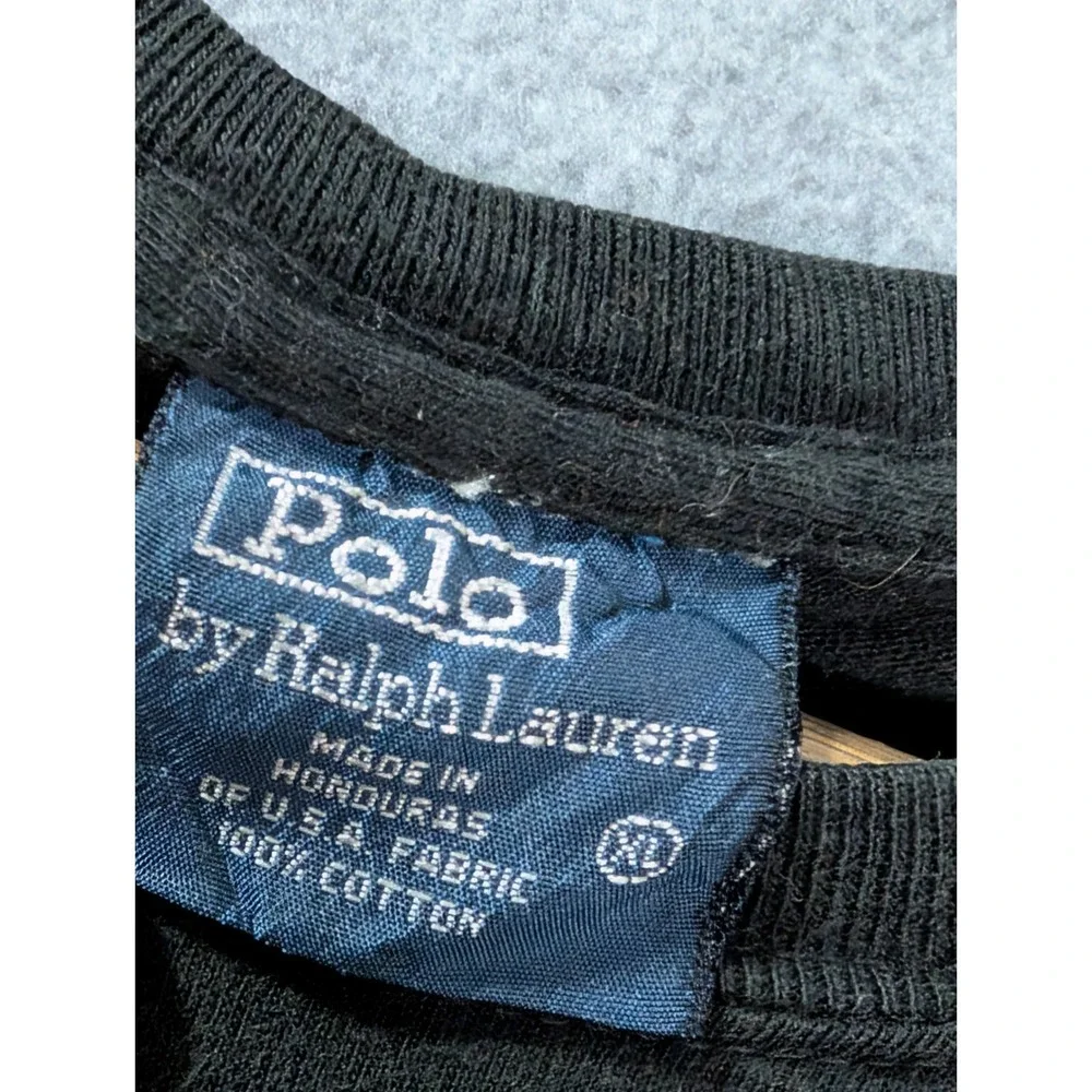 Polo Ralph Lauren T Shirt Black Red Pony‎ Logo Men's Large Short Sleeve Y2K Era
